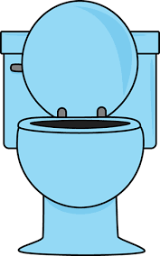 Blue Toilet With The Lid Up Clip Art