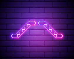 Neon Light Escalator Staircase Icon