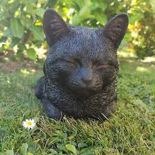 Sleeping Black Cat Garden Decoration