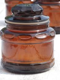 Vintage Amber Glass Canisters Root