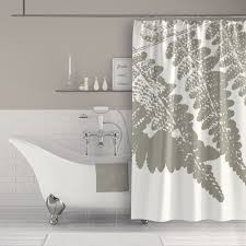 Neutral Gray Greige Fern Shower Curtain
