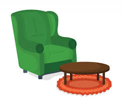 Armchair And Table Icon Concept