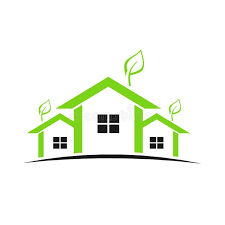 Green Houses Logo With Plant In Roof