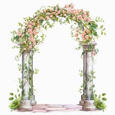 A Watercolor Painting Of A Garden Arch