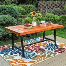 Phi Villa Black Rectangular Wood Patio Outdoor Dining Table