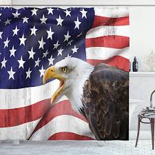 American Flag Shower Curtain Bald Eagle