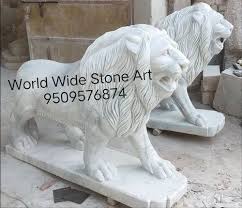 White Marble Statue Lion For Interior
