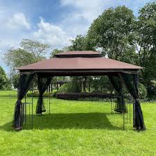 10 Ft Brown Metal Frame Patio Canopy