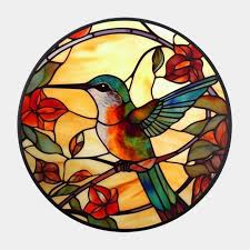 Stained Glass Piece With A Hummingbird