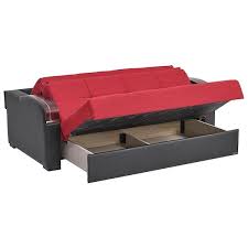 Casamode Sleep Plus Upholstered Convertible Sofabed With Storage In Red