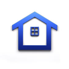 Real Estate House In Blue Color Icon