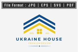Ukraine House Flag Logo Icon Vector