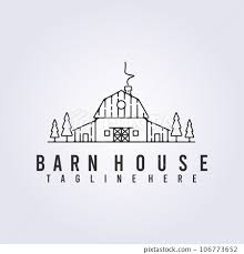 Barn House Rustic Logo Line Art Icon
