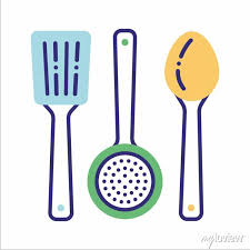 Wood Kitchen Tools Line Color Icon