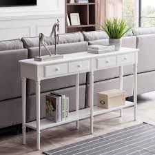 Leick Home Coastal Double Hall Console Sofa Table Shelf Orchid White
