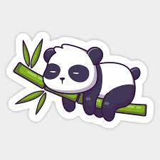 Cute Panda Sleeping Bamboo Cartoon