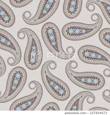 Repeating Paisley Pattern In Blue And