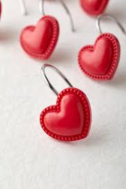 Heart Icon Shower Curtain Ring Set