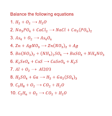 Balance The Following Equations 1 H₂
