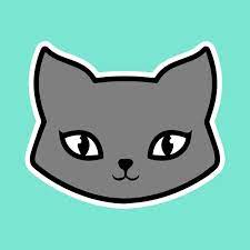 Gray Cute Cat As Sticker Print Or