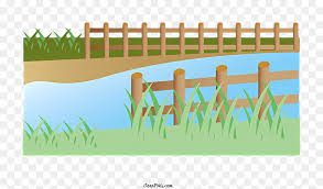 Pond With Wooden Fence And Bridge