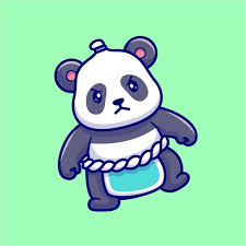 Cute Panda Sumo Cartoon Vector Icon