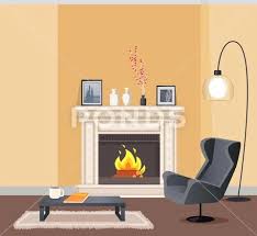 Room In Corporeal Color With Fireplace