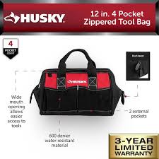 Husky 12 In 4 Pocket Zippered Tool Bag