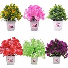 Artificial Flowers With Pot 6pcs