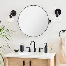 Metal Frame Pivot Round Wall Mirror