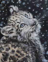 Snow Leopard Cub Painting By Elena