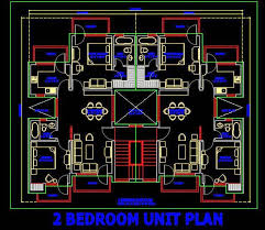 2 Bhk Apartment Unit Plan Dwg File