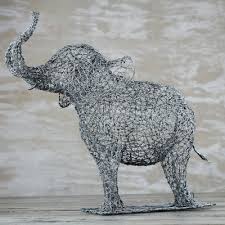 Steel Wire Elephant Sculpture Crafted