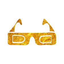 Hand Drawn 3d Glasses Icon In Gold Foil