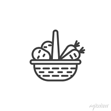Food Basket Line Icon Linear Style