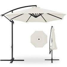 Best Choice S 10ft Offset Hanging Outdoor Market Patio Umbrella W Easy Tilt Adjustment Cream