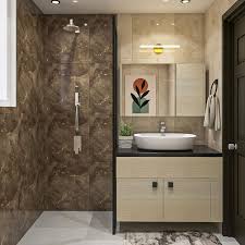Bathroom Design With Cream And Brown