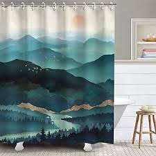 Mountain Shower Curtain Teal Shower