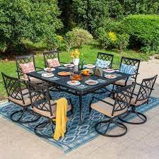 9 Piece Metal Square Outdoor Dining Set