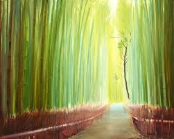 Bamboo Forest Painting By Agnes Szikra