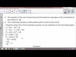 Quadratics Solving For The Y Intercept