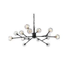 Timeless Home 42 In 15 Light Black And Clear Pendant Light