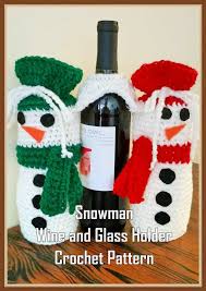 Snowman Wine And Glass Holder Crochet