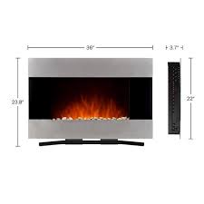 The Northwest 36 Stainless Wall Mount Electric Fireplace Floor Stand Silver
