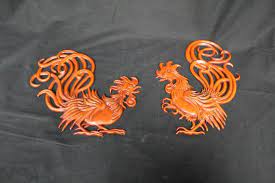 Vintage Vermay Burnt Orange Rooster