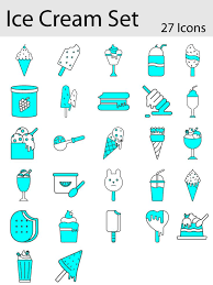 Ice Cream Icon In Cyan And White Color