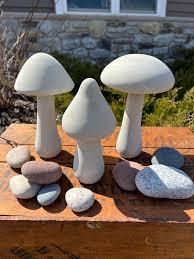 Concrete Mushrooms Set Of 3 Outdoor Use