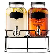 Dual Mason Jar Drink Dispensers With