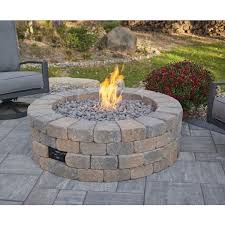 Bronson Block Round Gas Fire Pit Kit By
