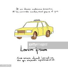 Taxi Car Yellow Draw Color Icon Vector